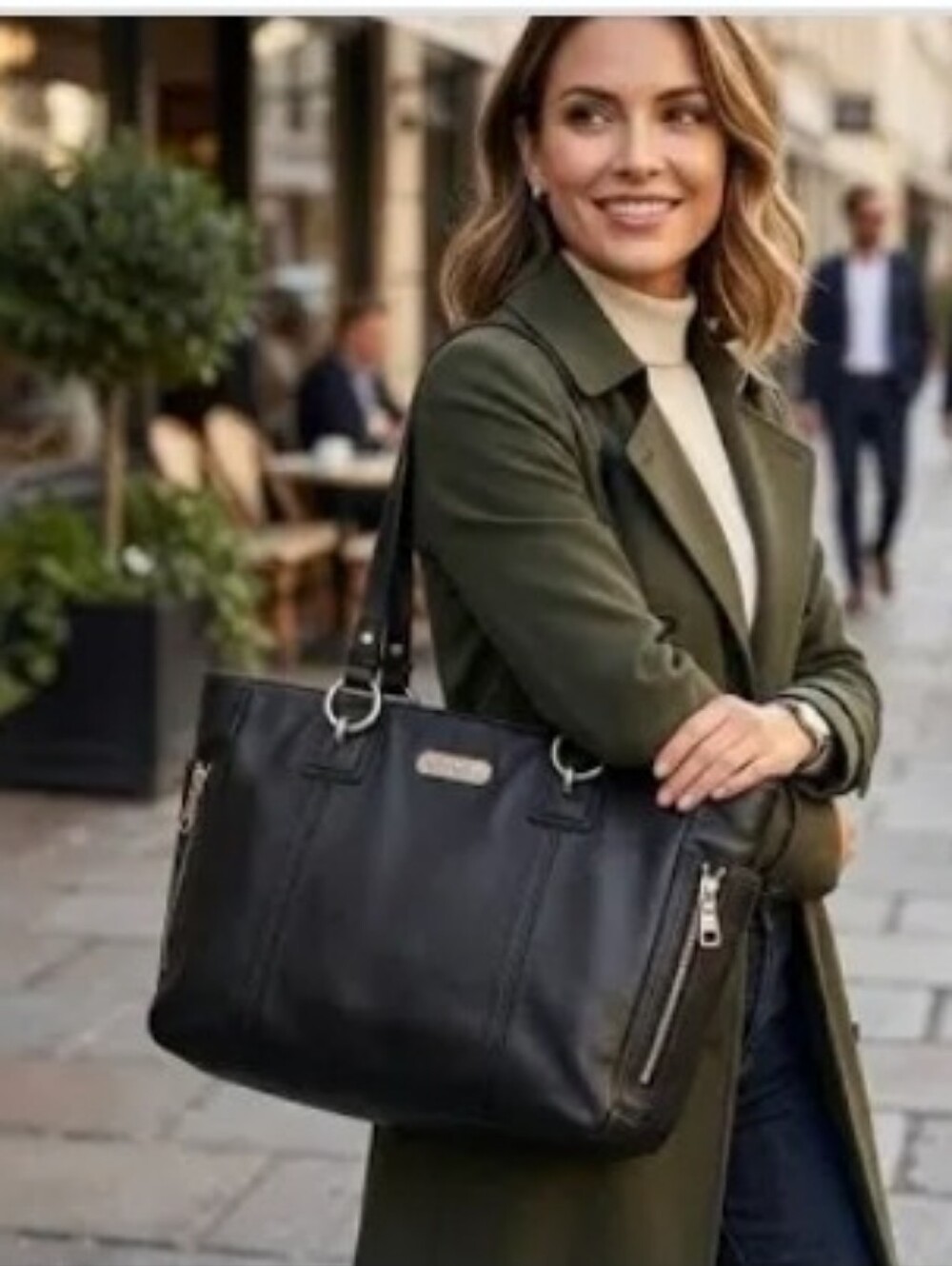 Coach Gallery East West Black Leather Tote - Picture 4 of 16